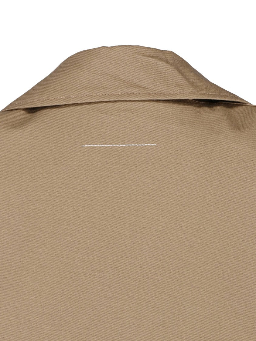 Mm6 By Maison Margiela Boxy Beige Jacket With Padded Shoulders