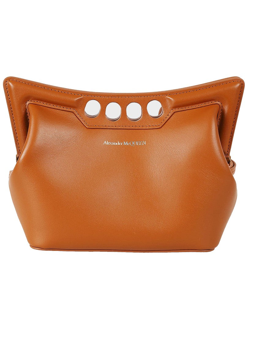 Alexander Mcqueen Structured Leather Handbag With Decorative Cutouts