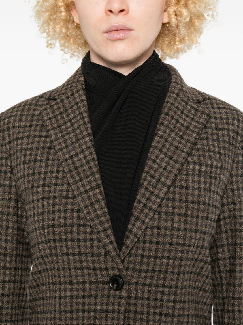 Circolo 1901 Brown Checkered Tailored Jacket In Wool-Cashmere Blend