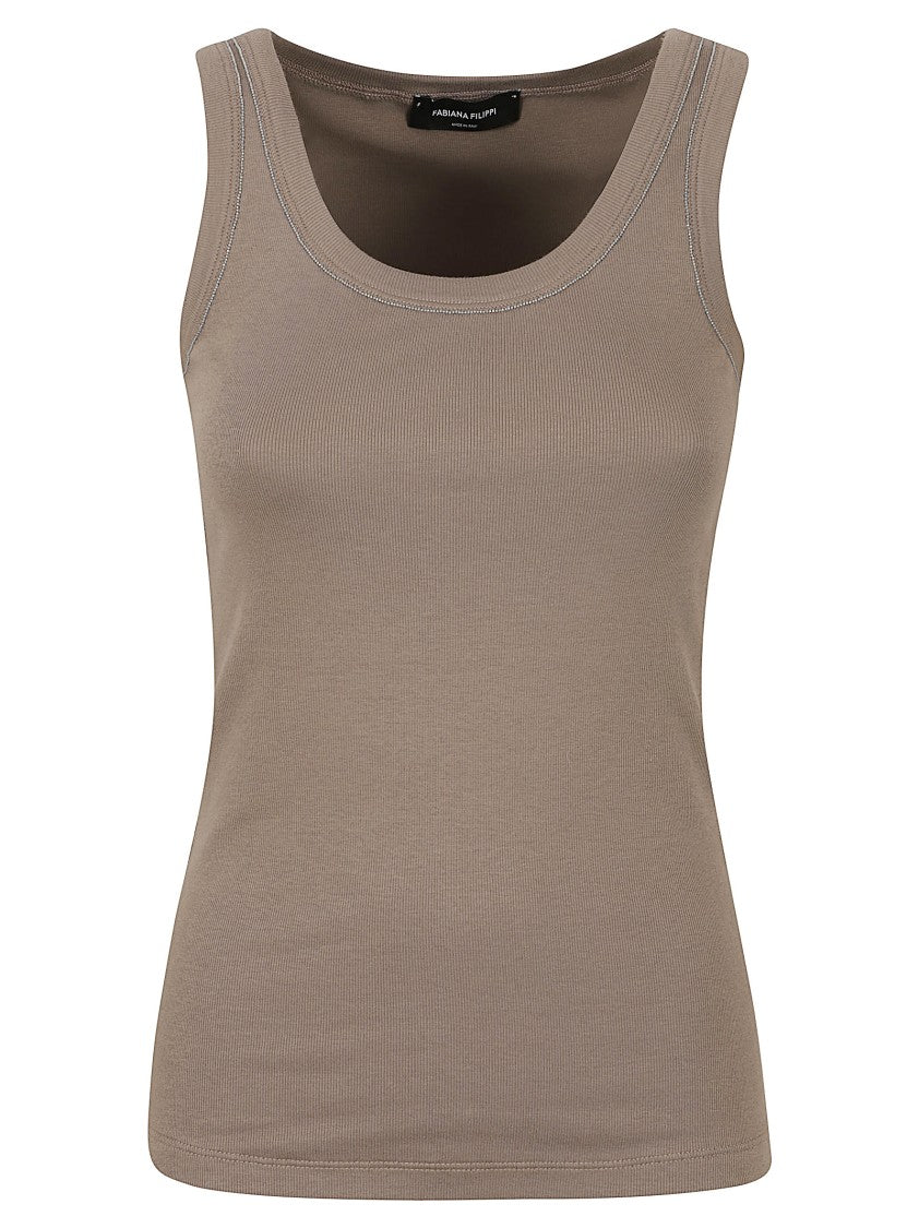 Fabiana Filippi Scoop Neck Fitted Top With Ribbed Texture