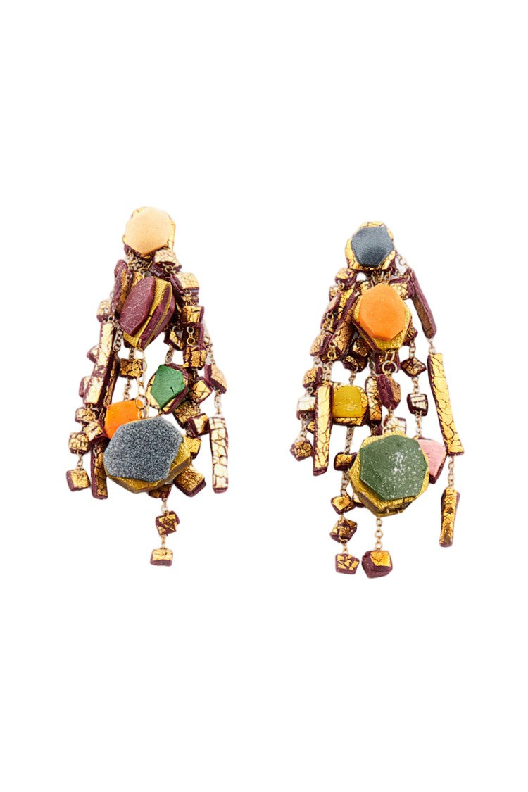 Gfw Geometric Design Long Earrings With Gold-Tone Accents