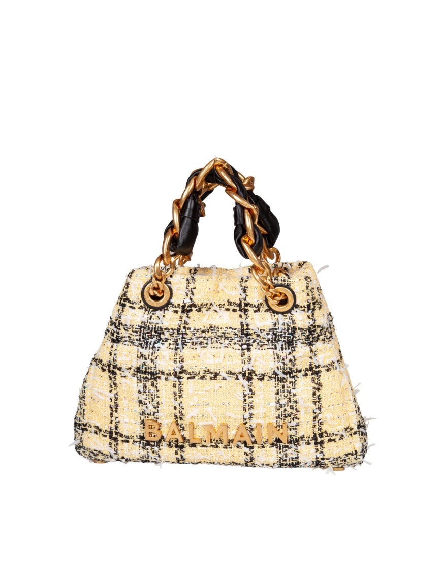 Balmain Vibrant Tartan Soft Cabas Handbag With Chain Detail