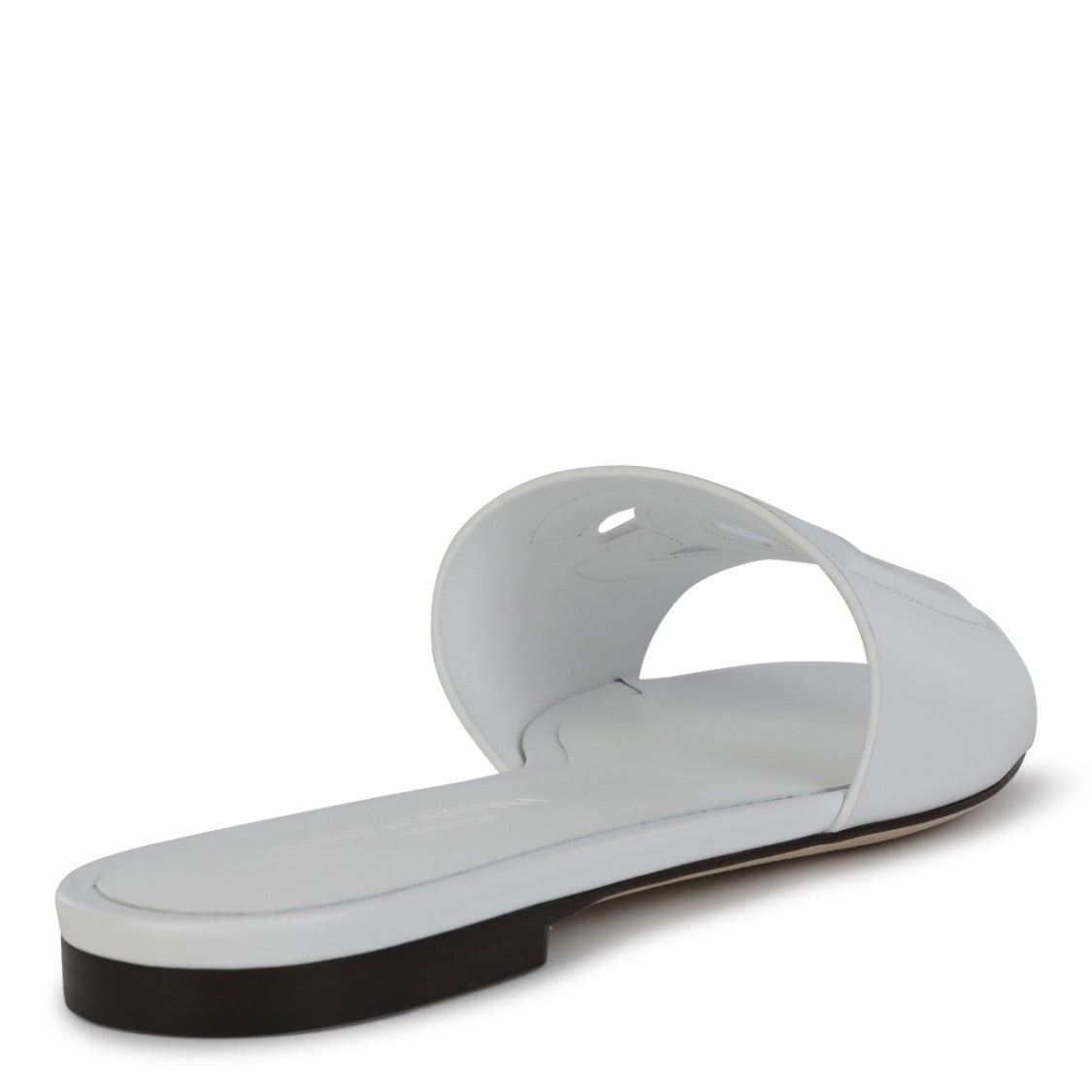 Dolce & Gabbana White Leather Cut-Out Detail Flats