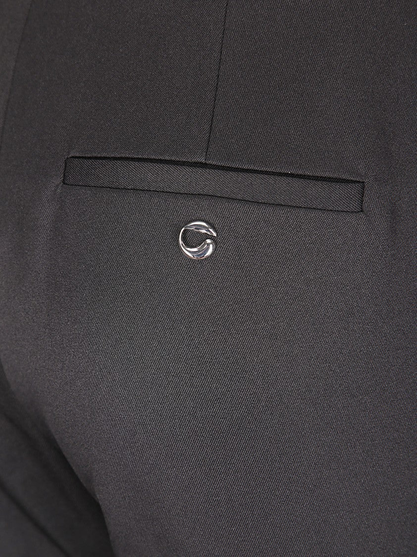 Coperni Ribbed Knit Black Stirrup Pants