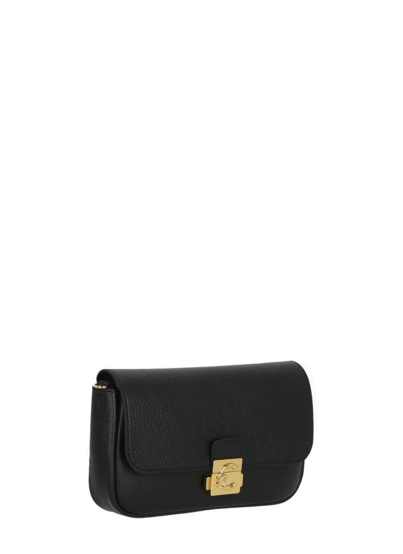 Coccinelle Textured Leather Mini Shoulder Bag With Gold-Tone Lock