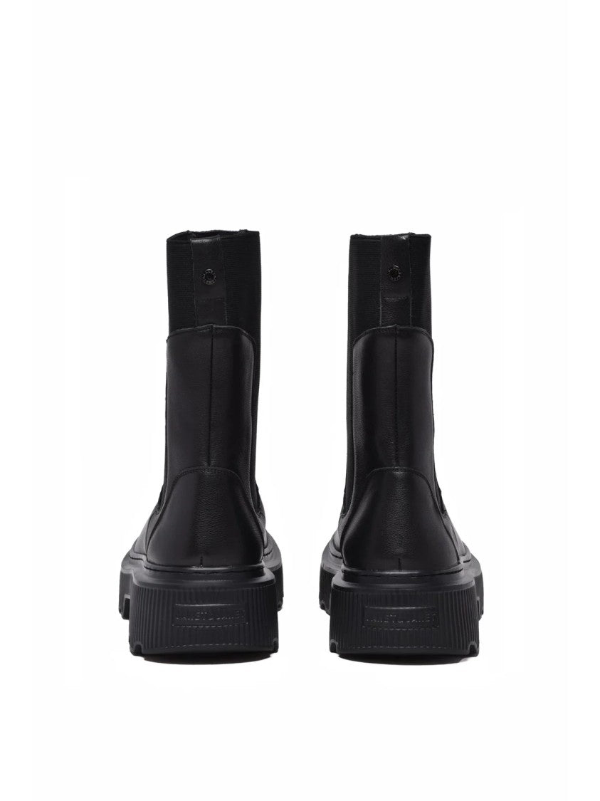 Janet & Janet Black Rubber-Blend Platform Ankle Boots