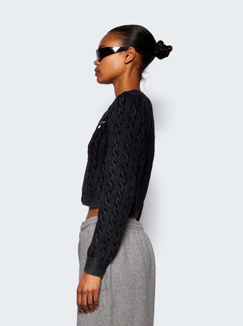 T By Alexander Wang Cropped Crewneck Cardigan - Washed Black