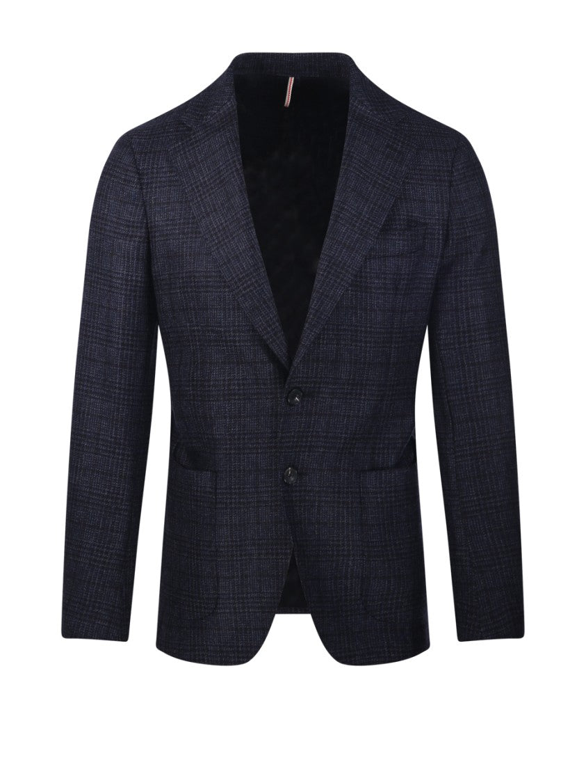 Santaniello Tailored Wool Blazer With Checkered Pattern