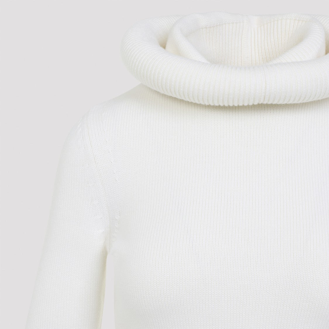 Alaïa Hooded Pullover With Sculptural Circular Collar