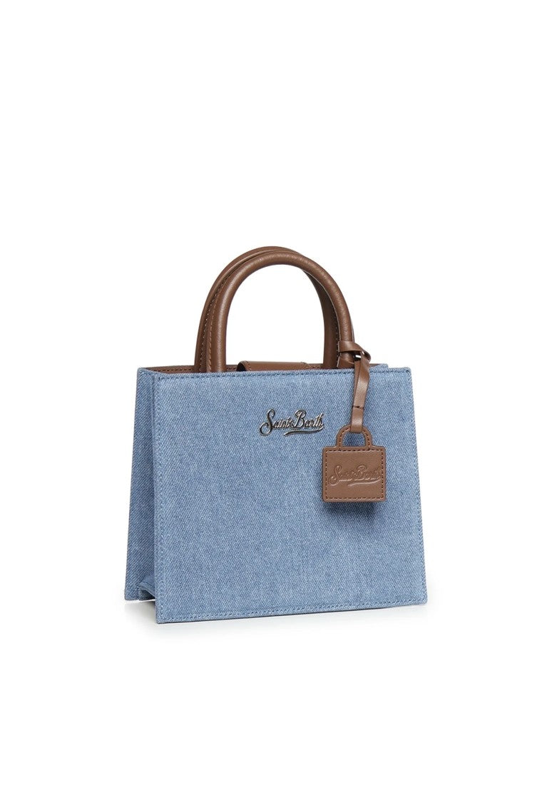 Mc2 Saint Barth Structured Rectangular Handbag In Denim-Like Texture