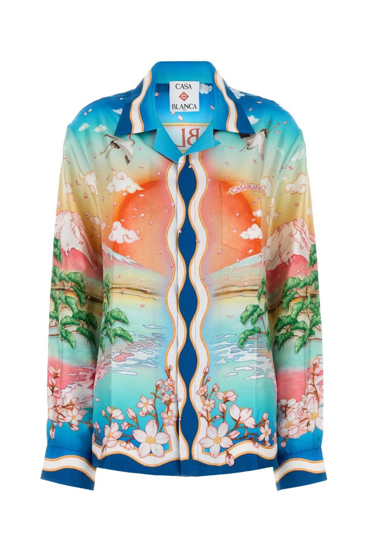 Casablanca Multicolored Printed Silk Twill Shirt