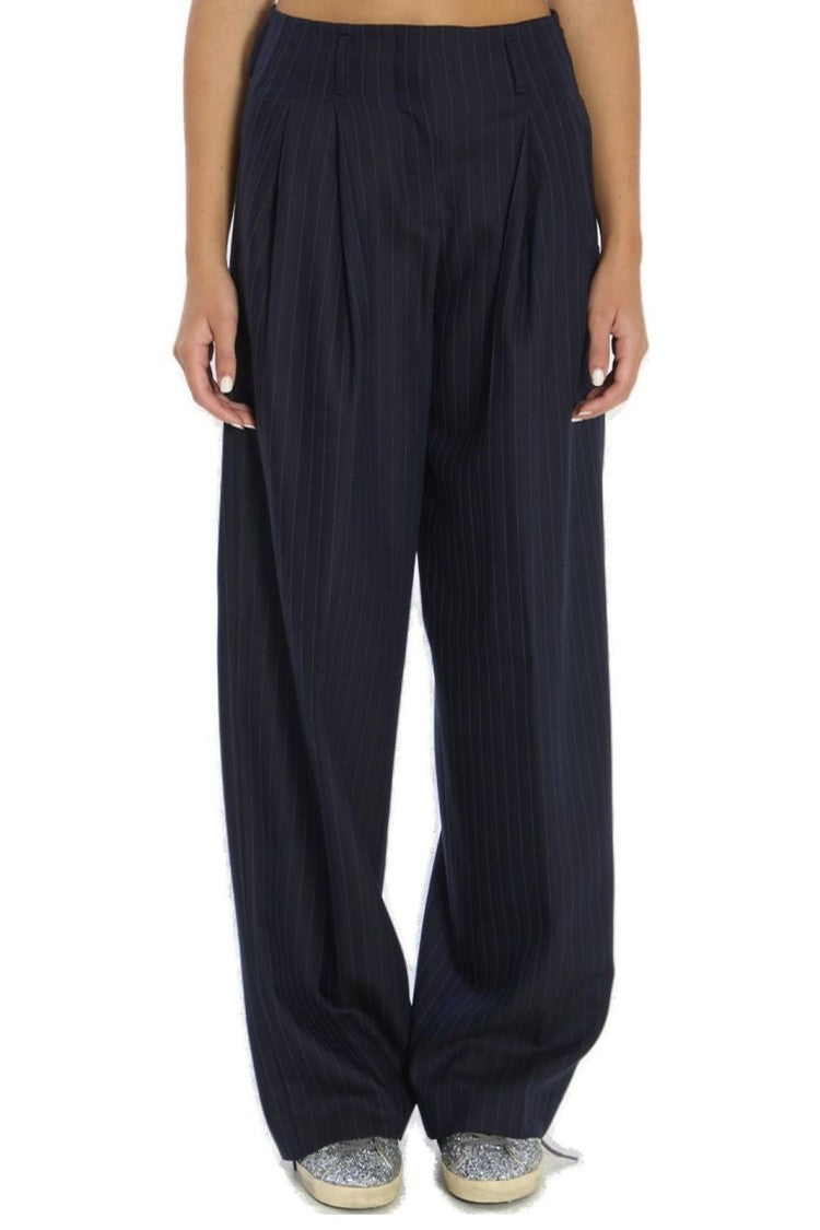Golden Goose Sartorial Pleated Flavia Pants In Pinstripe Fabric
