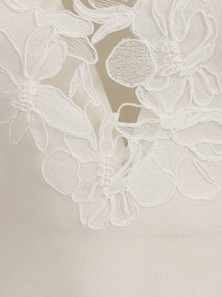 Ermanno Scervino Sleeveless Top With Floral Embroidery