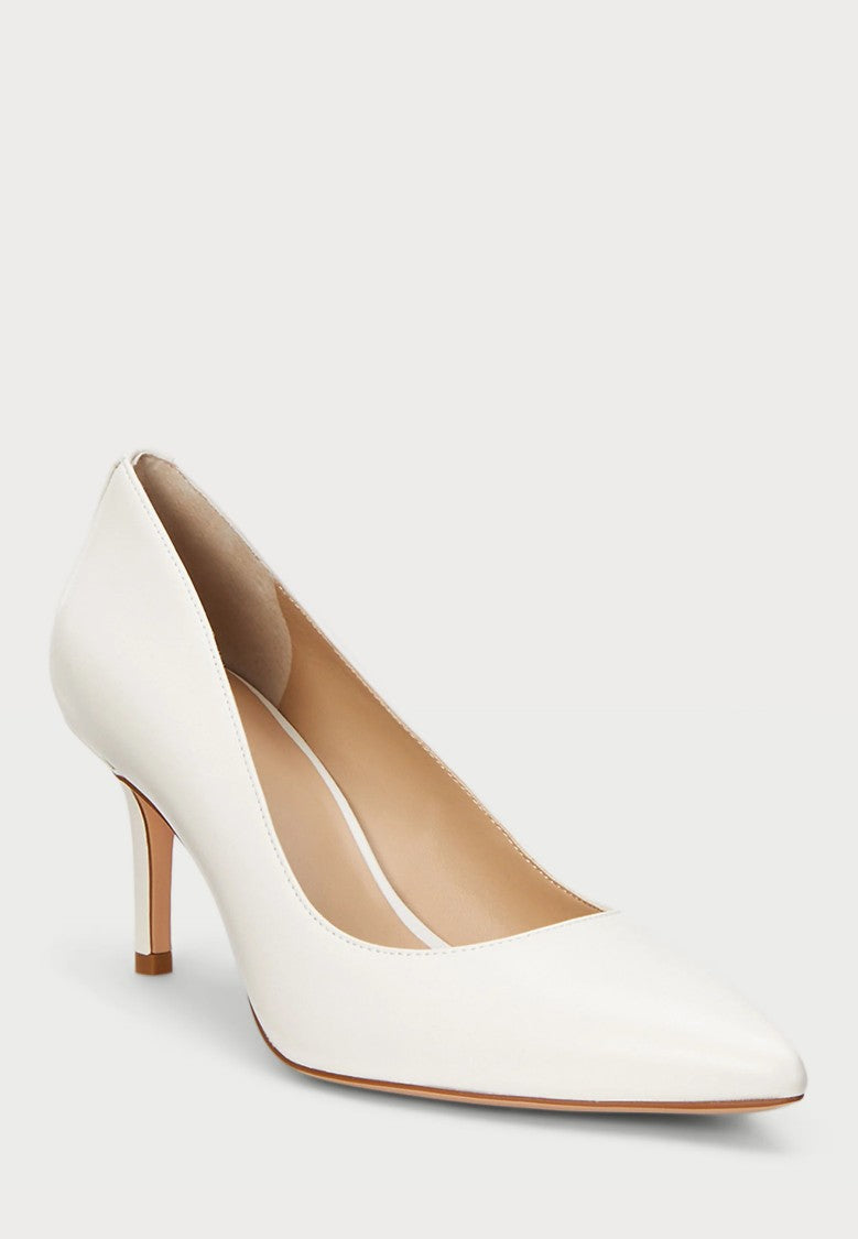Lauren Ralph Lauren White Closed Toe Nappa Pumps