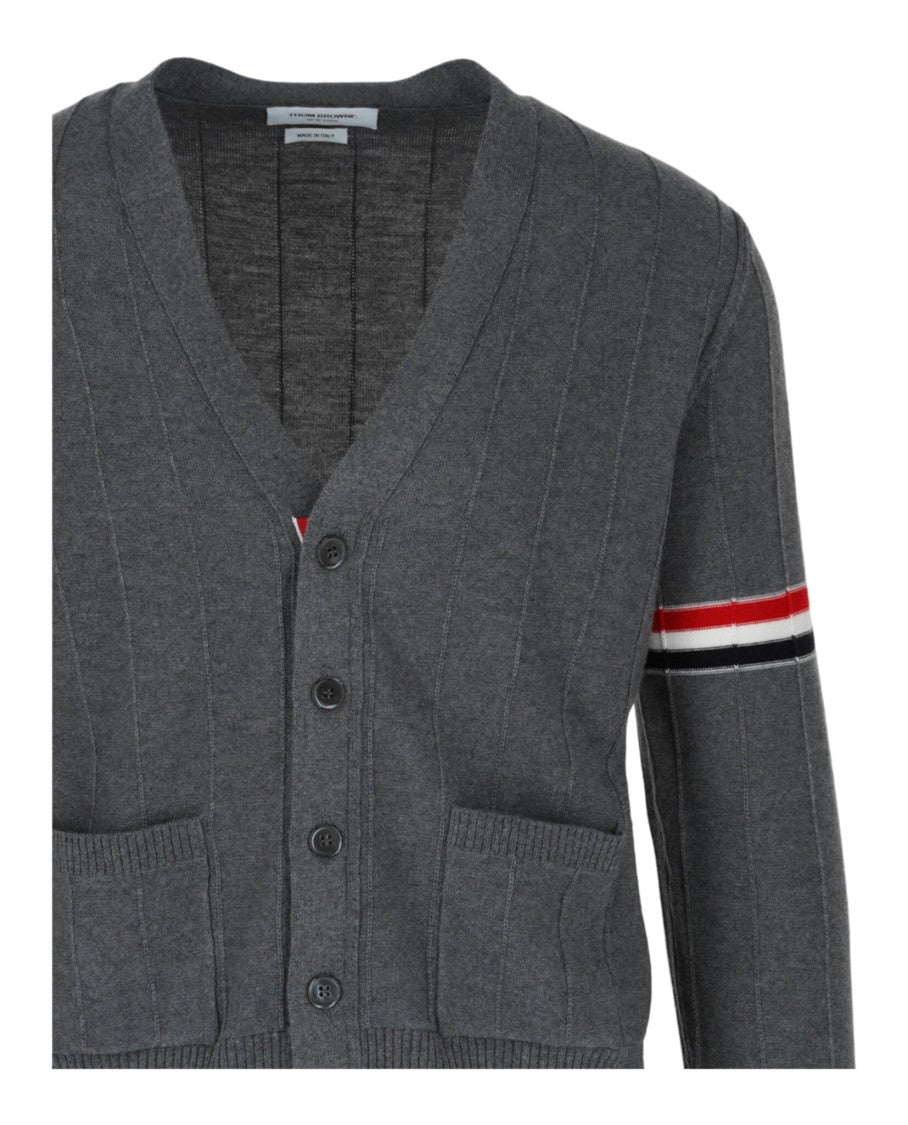 Thom Browne Wool Relaxed V-Neck Armband Cardigan