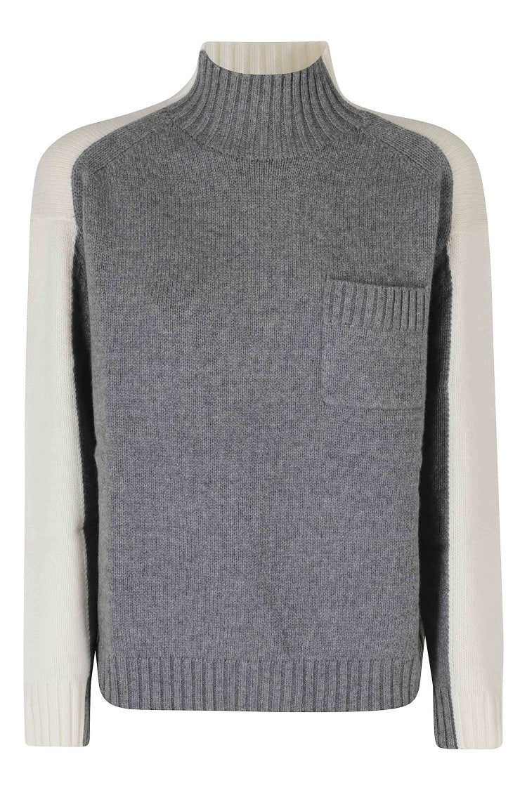 Semi Couture Color-Block Knit Sweater With High Neckline And Ribbed Trim