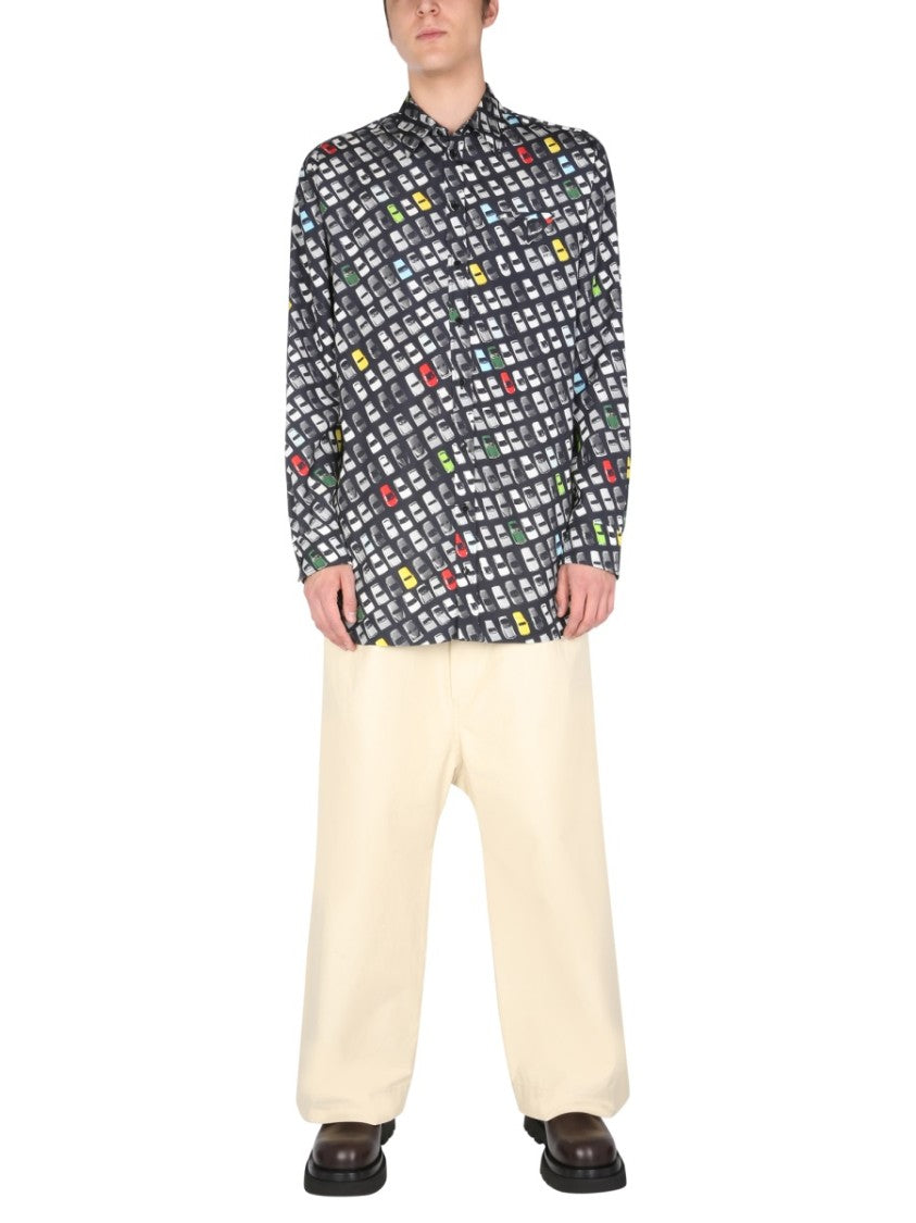 Bottega Veneta Allover Print Casual Shirt With Classic Collar