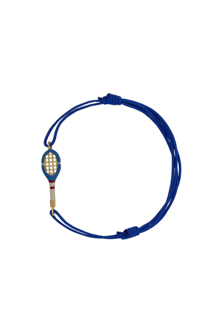 Aliita Blue/White Tennis 9K Gold Cotton Cord Bracelet