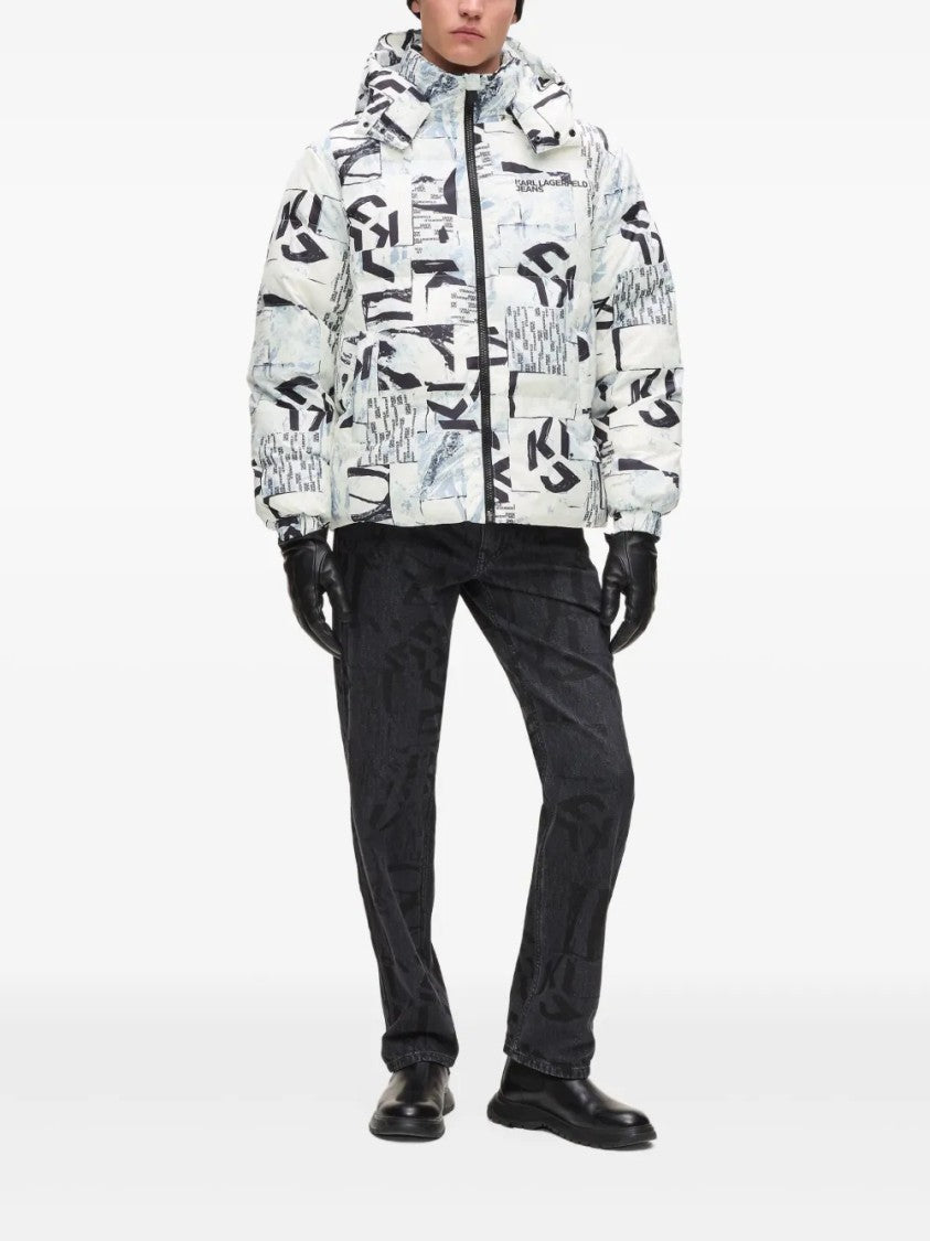 Karl Lagerfeld Structured Black Giubbino Jacket With Stand Collar