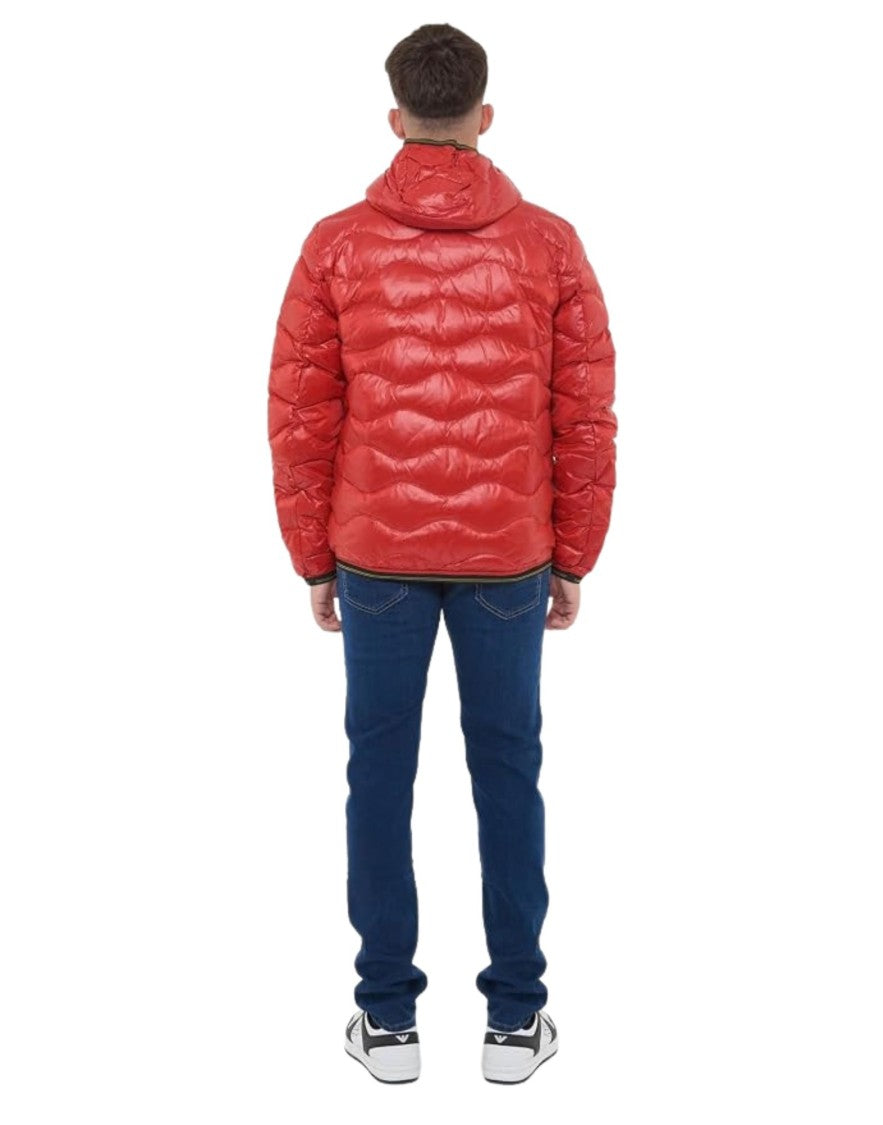 Blauer Red Wave Glossy Hooded Polyamide Down Jacket