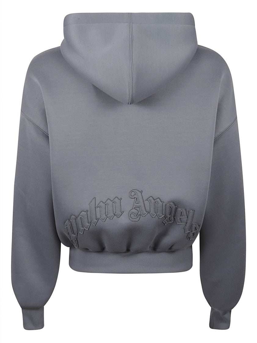 Palm Angels Zip-Up Cropped Sweater With Hood