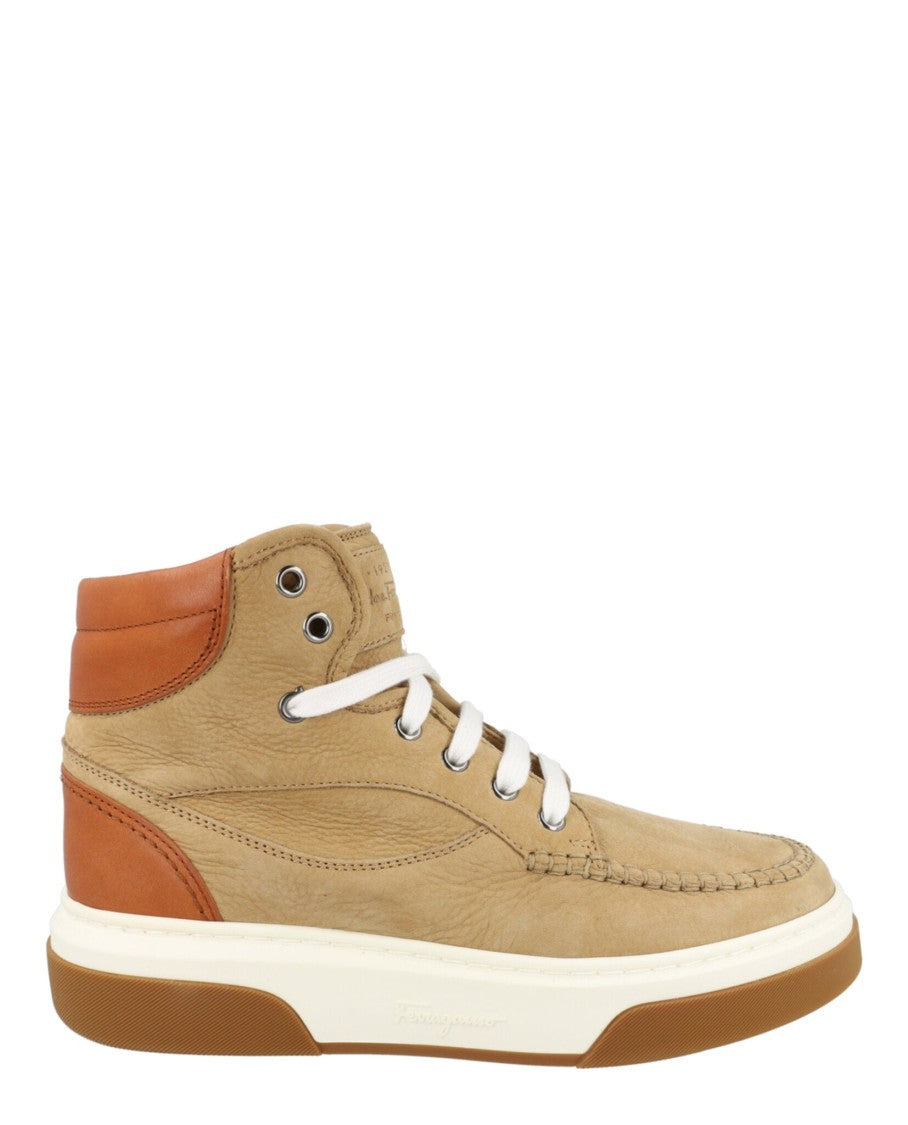 Ferragamo Cassina Suede High-Top Sneakers
