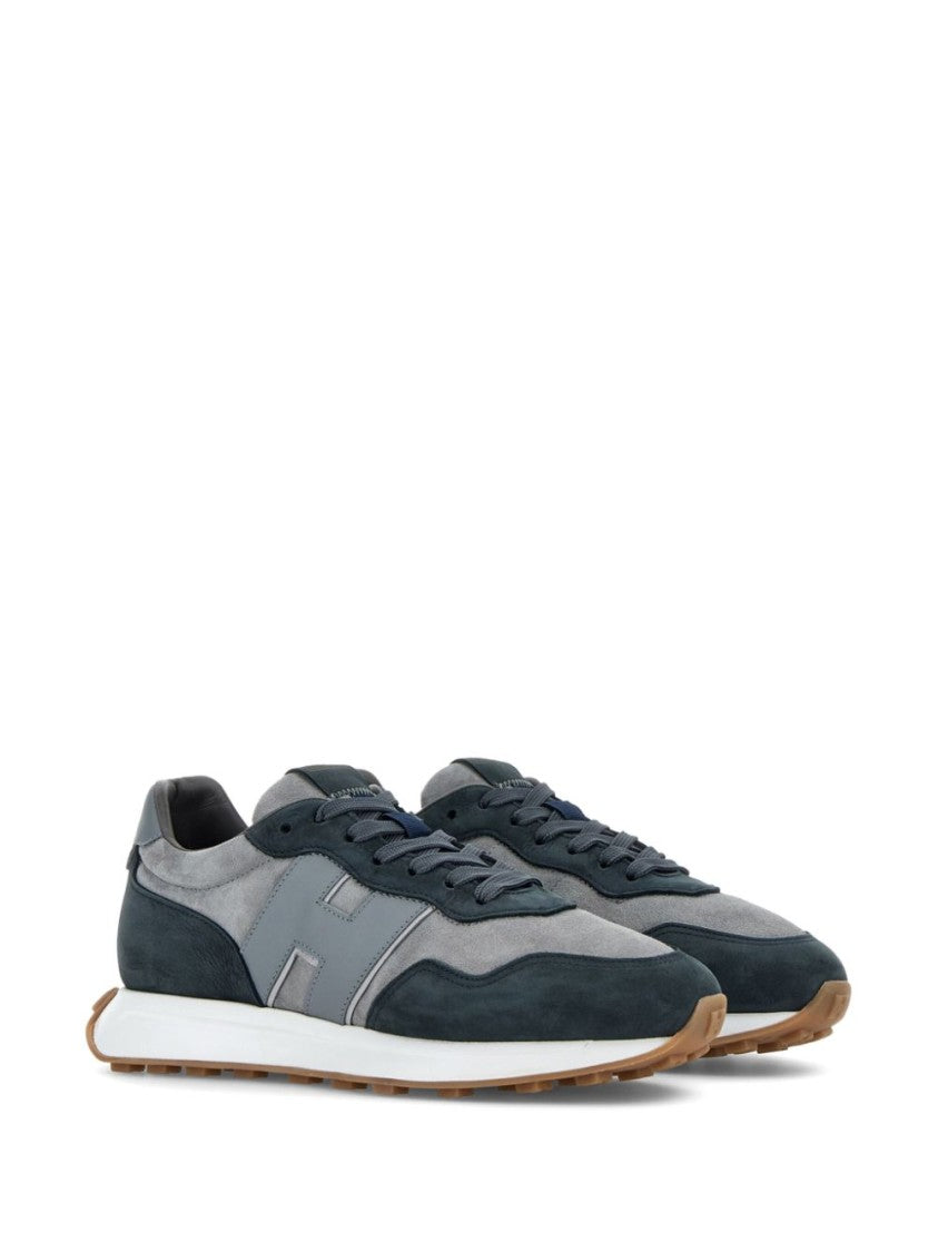 Hogan Grey Suede And Textile Sneakers With Rubber Sole