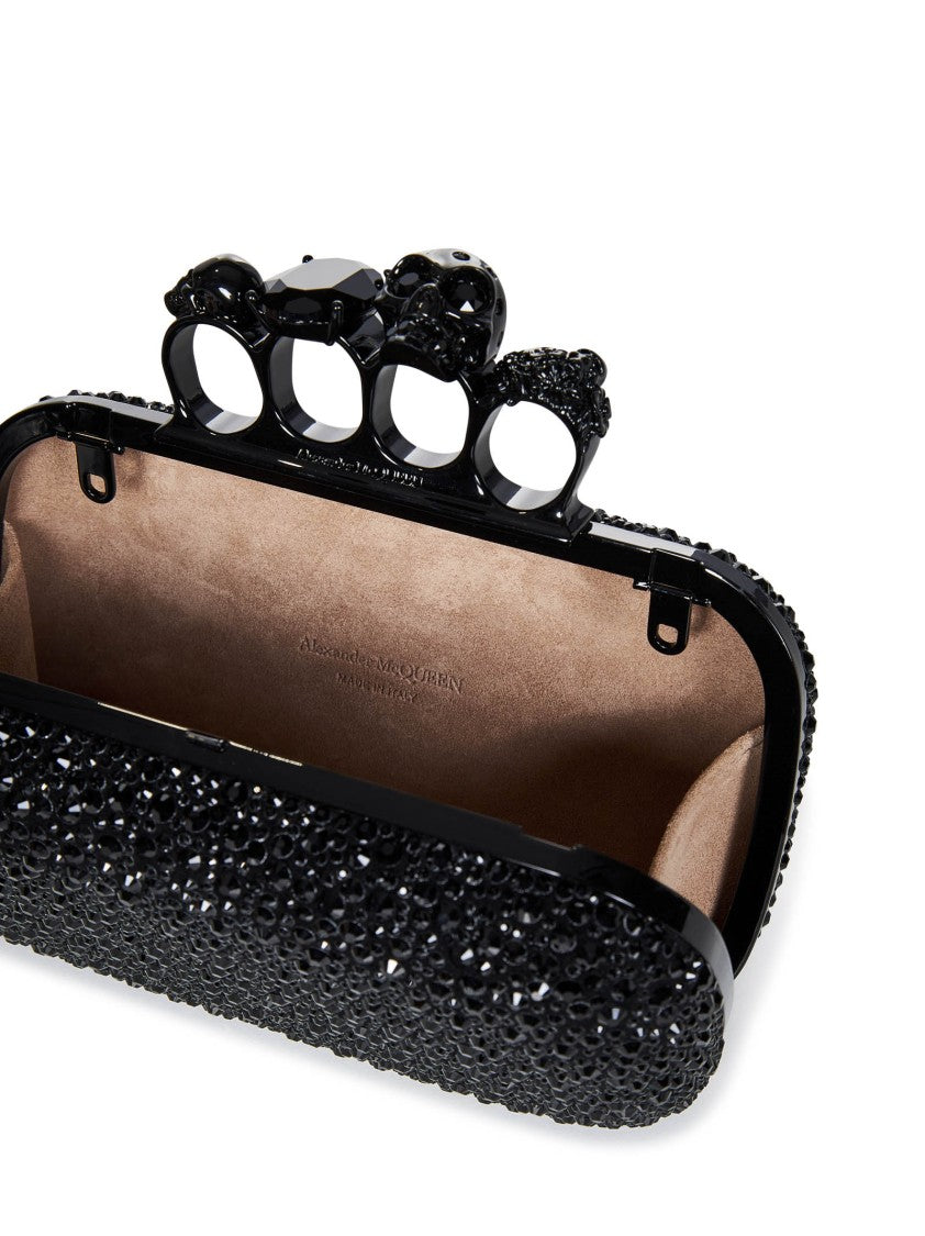 Alexander Mcqueen Nappa Leather Black Knuckle Clutch