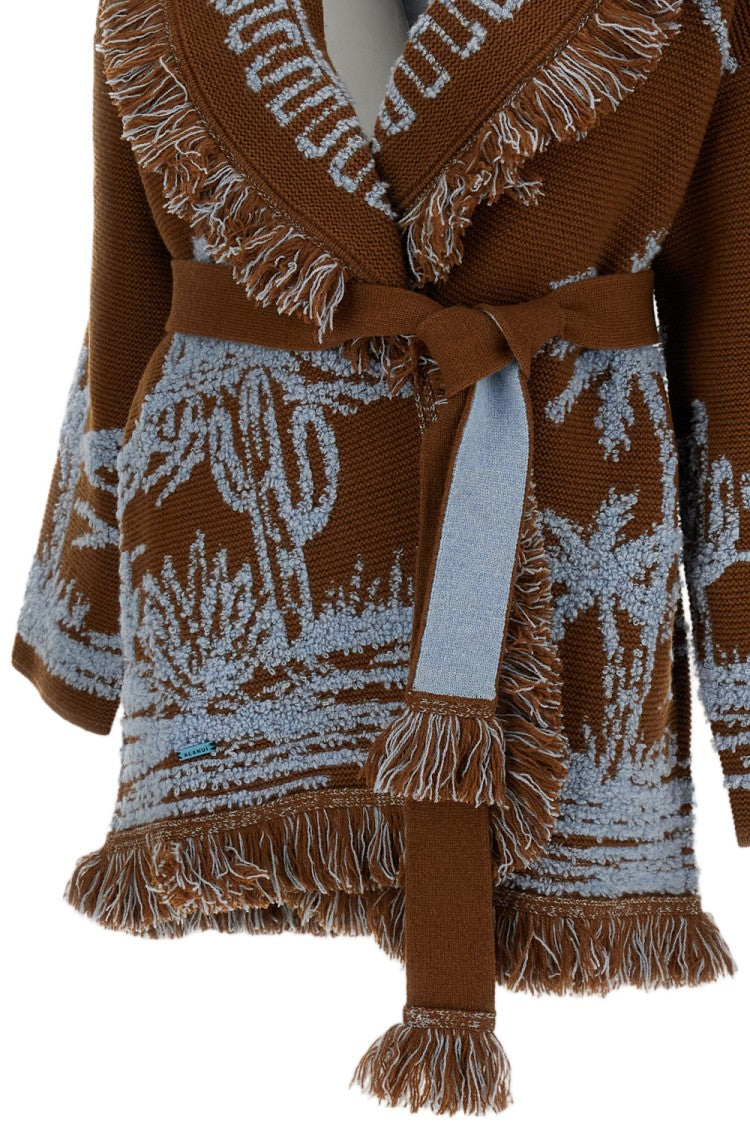Alanui Tobacco/Wave Canyon Spirit Wool-Cashmere Cardigan