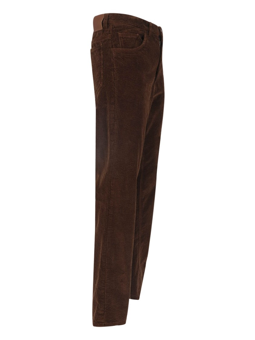 Marni Straight-Leg Brown Corduroy Pants With Five-Pocket Design