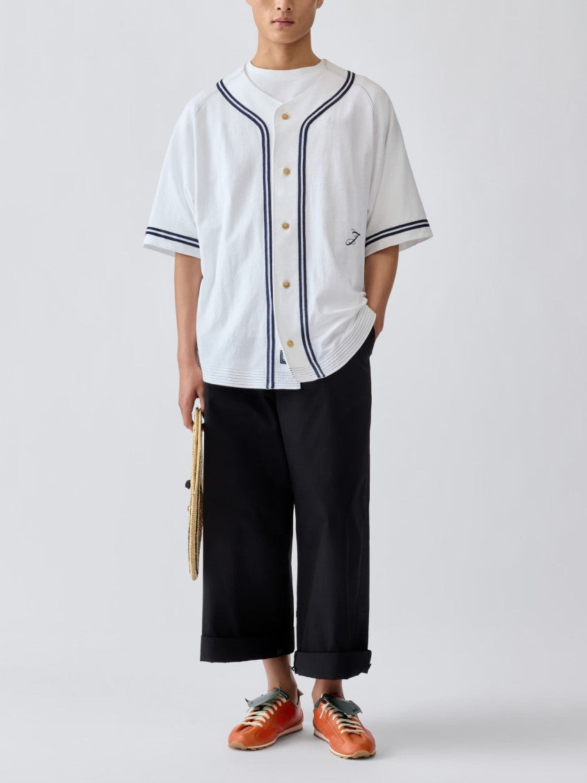 Jacquemus White Blue Stripes Cotton-Hemp Shirt