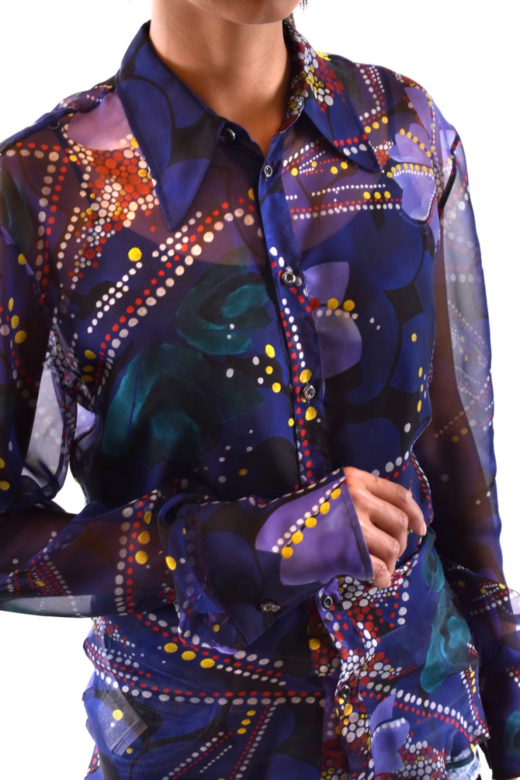 Dsquared2 Multicolor Abstract Print Shirt With Classic Collar