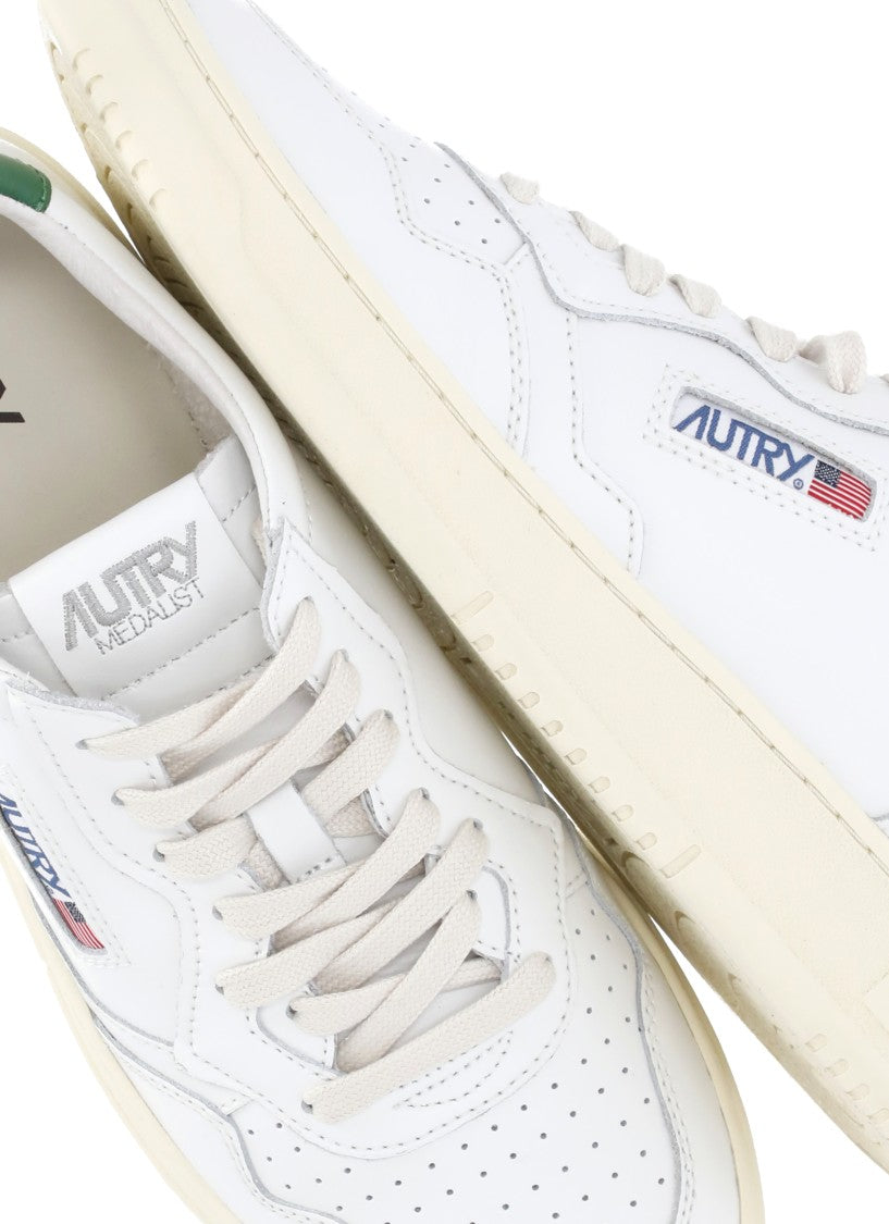 Autry White Medalist Low Pebbled Leather Sneakers