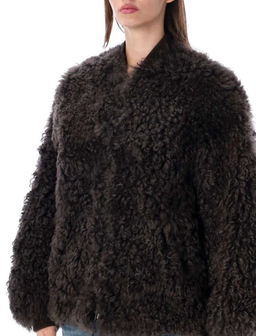 Sword Shearling Zip Bomber Jacket