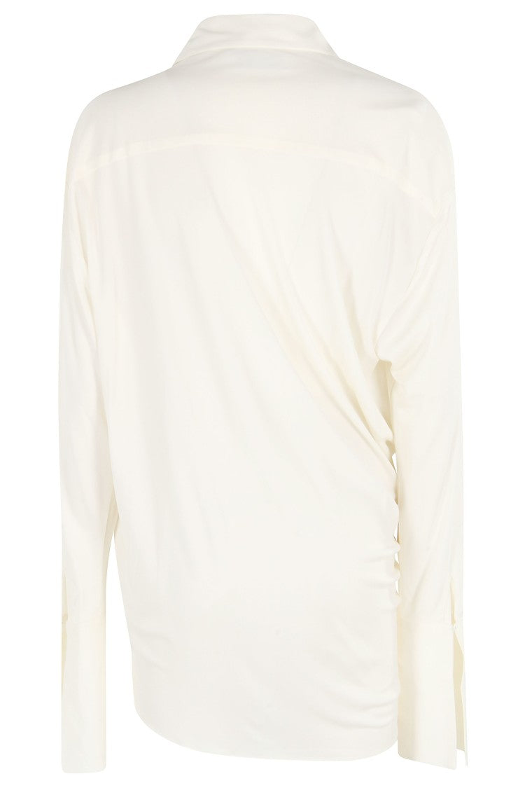Francesco Murano Draped Front Placket Long Sleeve Shirt
