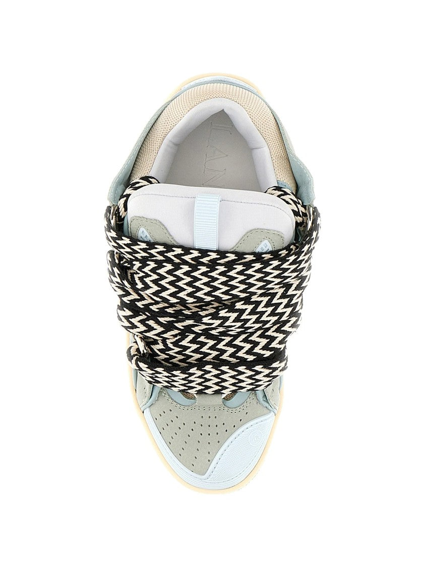 Lanvin Pale Blue Curb Sneakers Layered Calf Sneakers