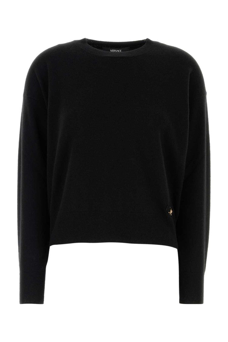 Versace Black Stretch Wool Blend Sweater