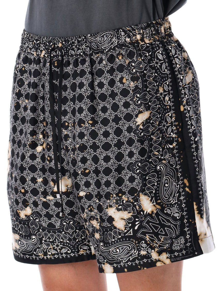 Amiri Bleach Bandana Print Silk Shorts