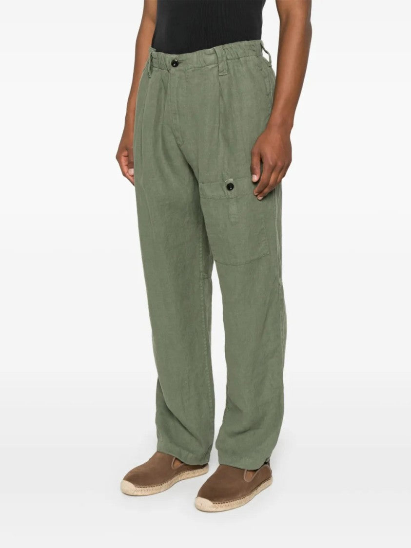 C.P. Company Relaxed Fit Green Linen Trousers