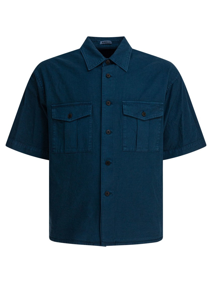 Auralee Compact Cotton Shirt With Cargo Pockets