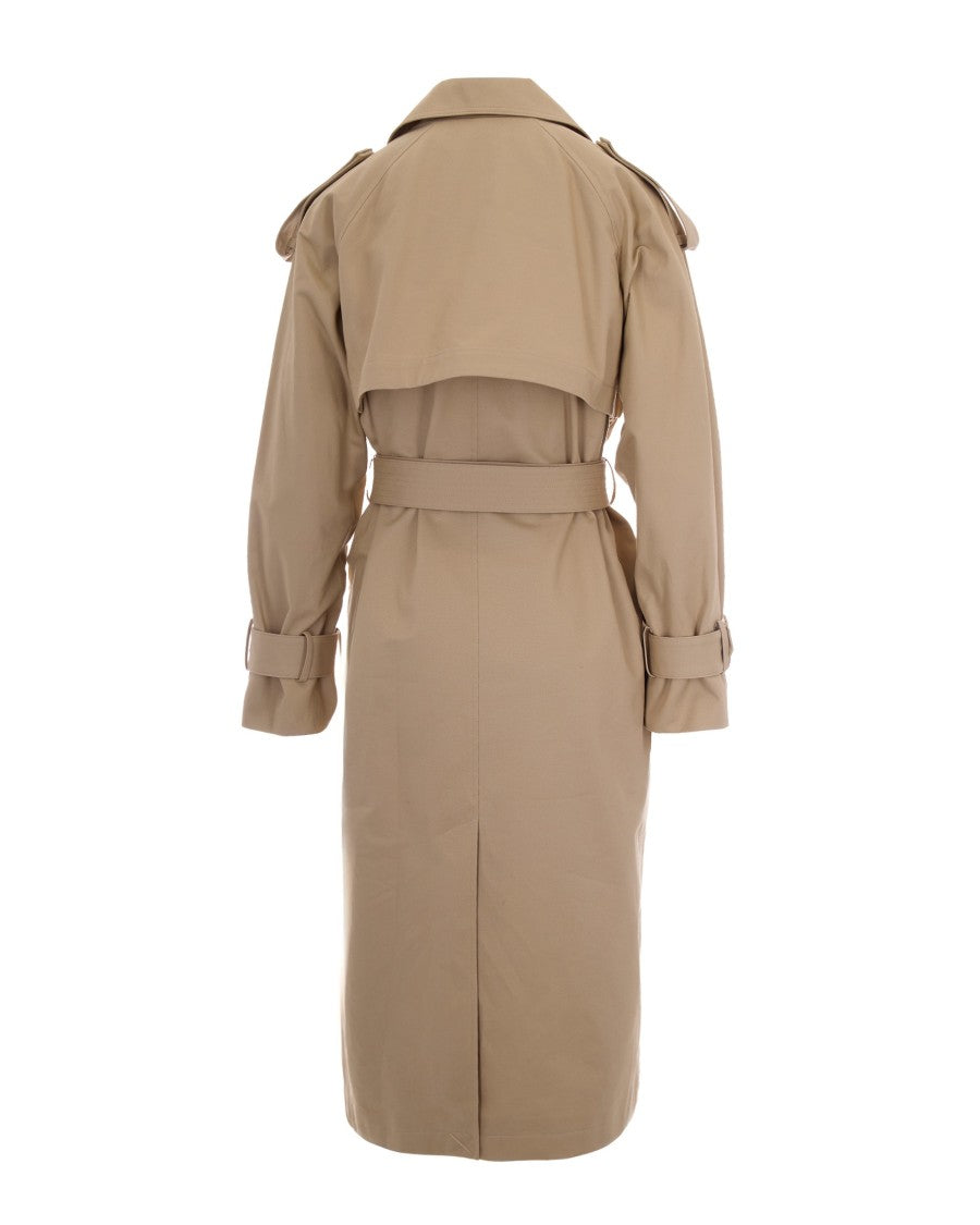 Liu Jo Midi-Length Gabardine Trench Coat With Double-Breasted Closure And Belted Waist