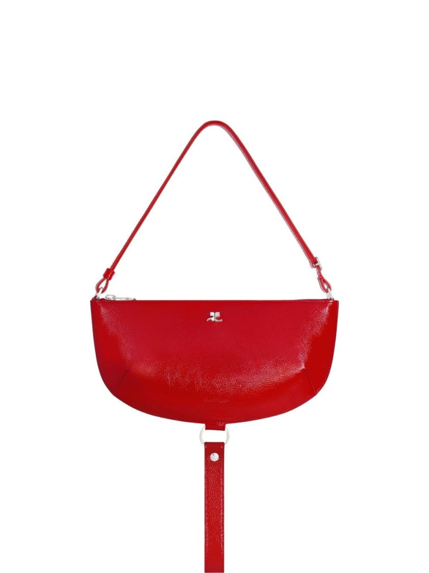 Courrèges Curved Red Leather Top Handle Bag