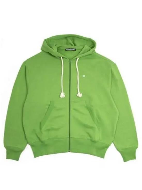 Acne Studios Vibrant Green Zip-Up Hoodie With Drawstring And Ribbed Trim