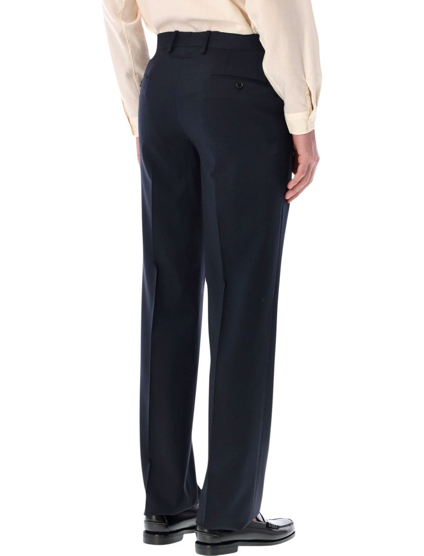 Lardini Crepe Gabardine Tailored Blue Trousers