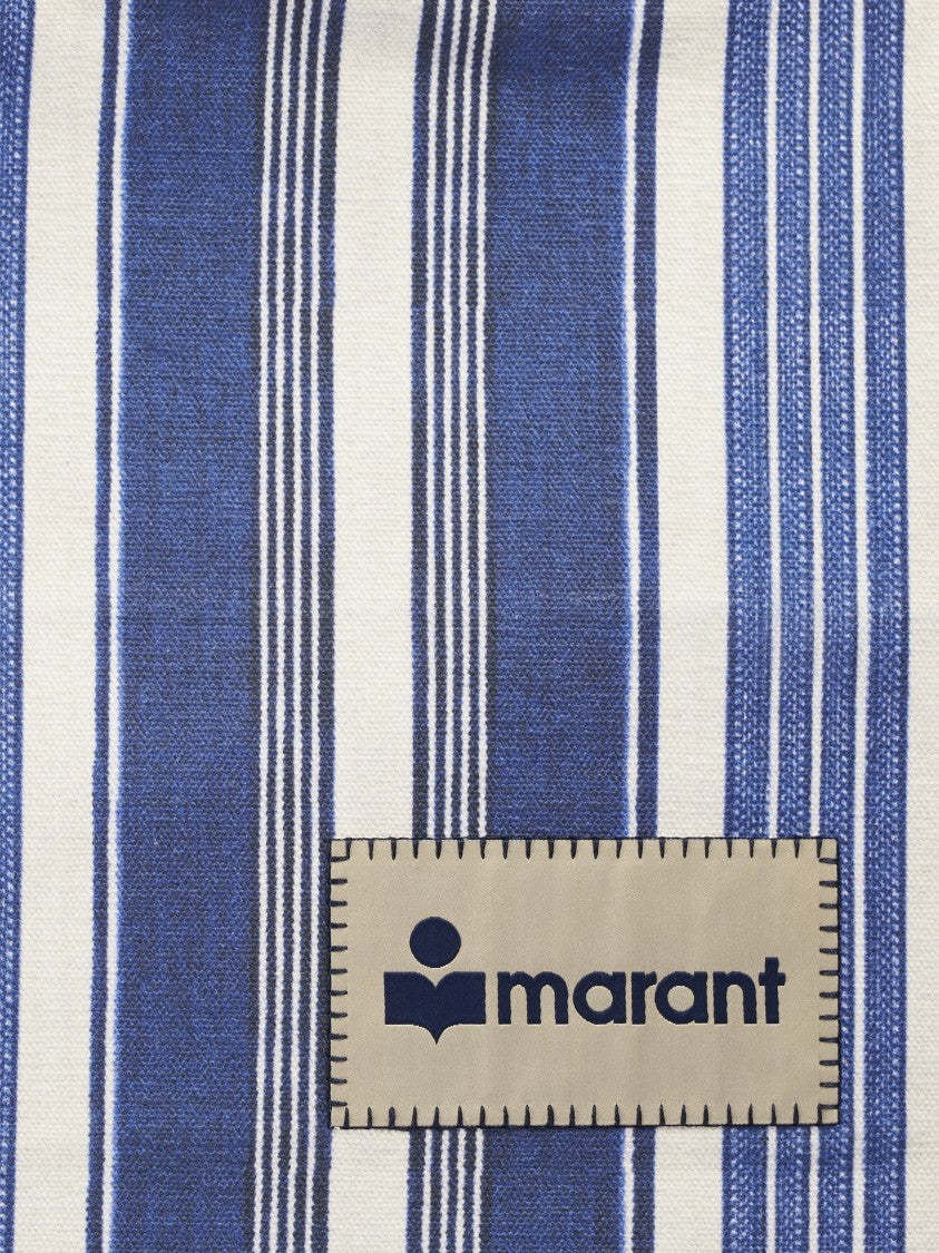 Isabel Marant Small Nautical-Inspired Cotton Tote Bag With Logo Patch