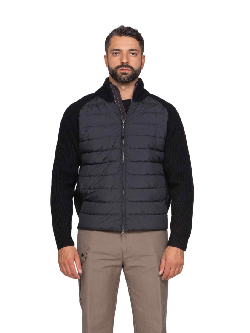 Pjs Parajumpers Quilted Padded Jacket With Ribbed Knit Sleeves And High Collar