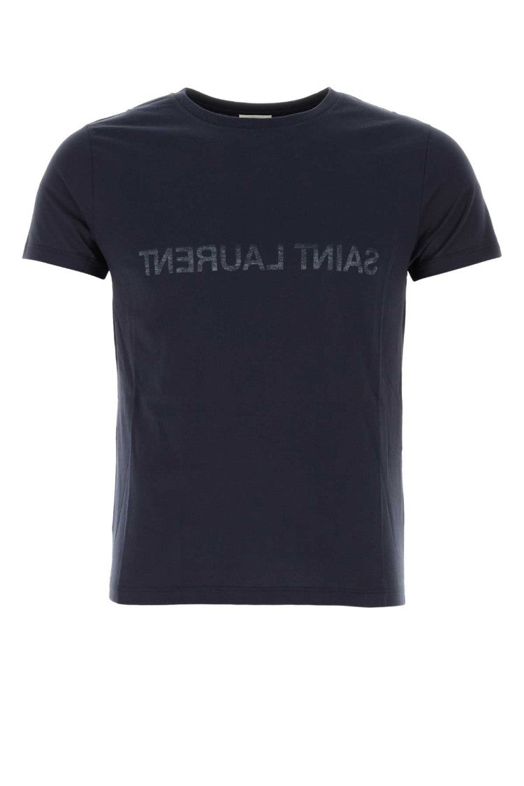 Saint Laurent Navy Blue Cotton T-Shirt