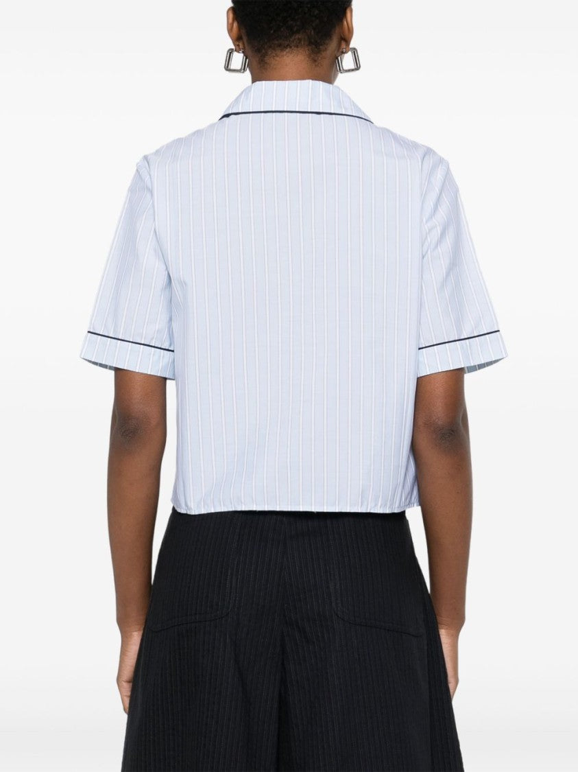 Prada Cropped Striped Shirt With Classic Collar