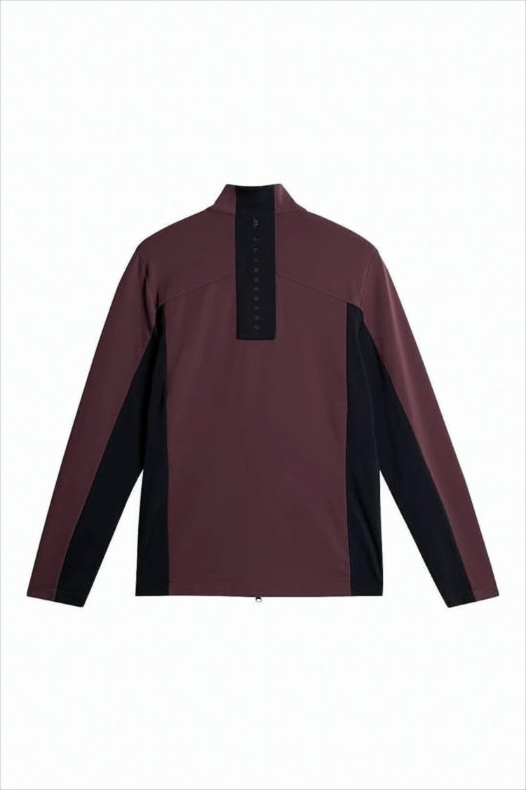 J Lindeberg Color-Blocked Burgundy Jacket With Black Accents