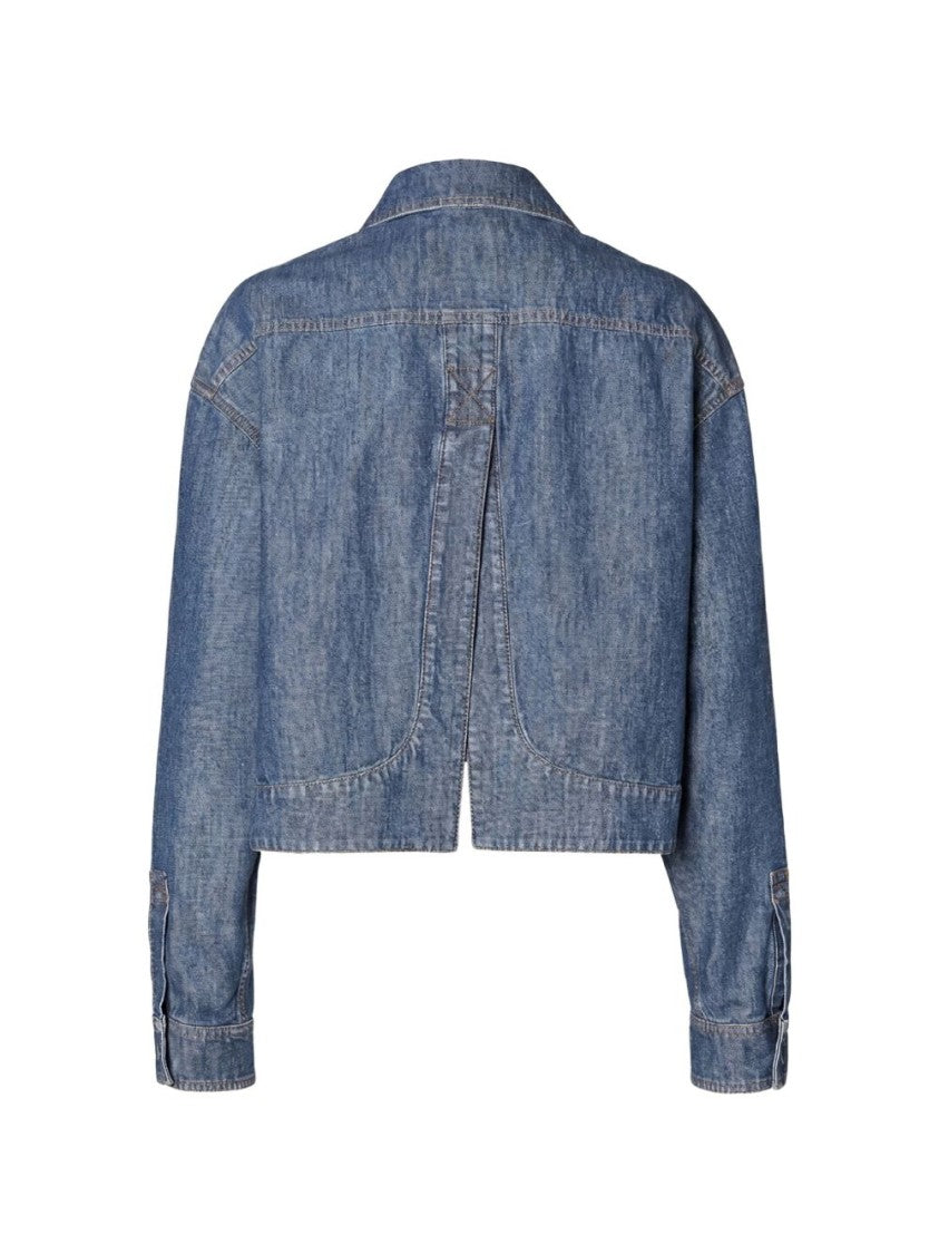 Fendi Cropped Denim Overlapping Panel Jacket